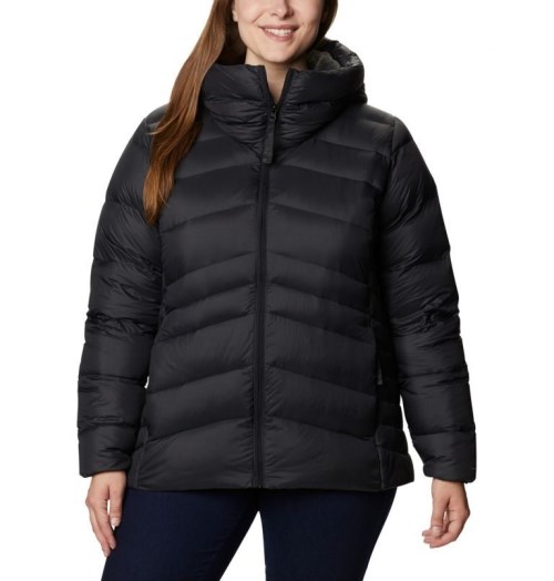 Women's Columbia Autumn Park Hooded Down Jackets Black | Plus Size CA-K04L1